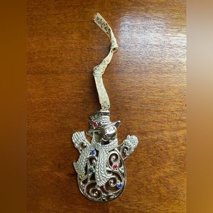 Lenox Silver Plate Snowman Multi-Colored Gems Christmas Ornament